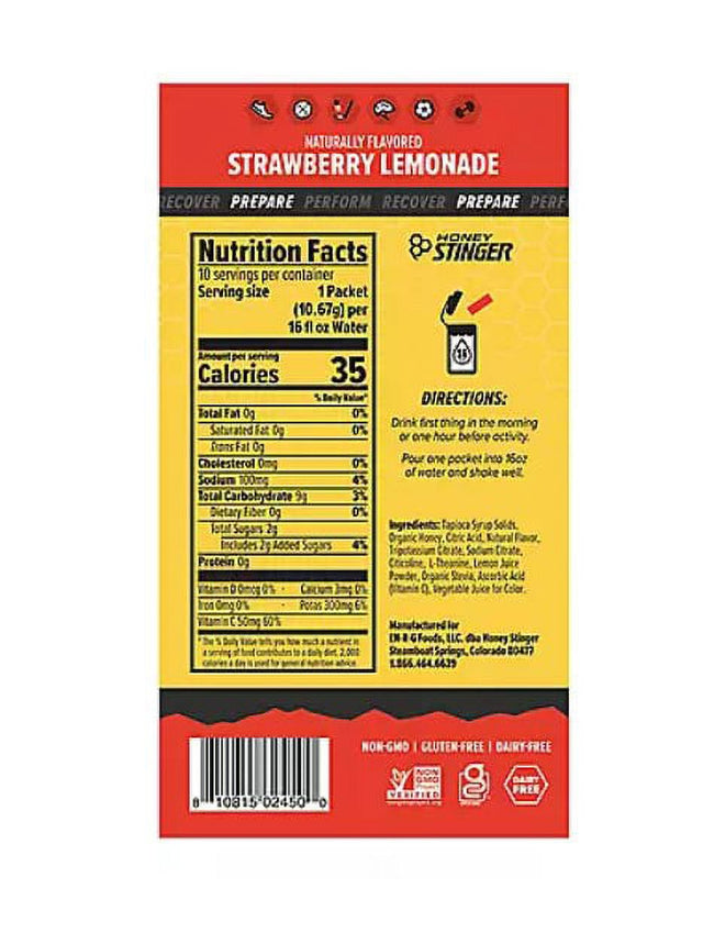 Honey Stinger Rapid Hydration Mix, Prepare, Strawberry Lemonade (20 Ct.)