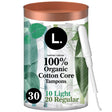 L. Organic Cotton Tampons Duopack - Light/Regular Absorbency, 30 Ct