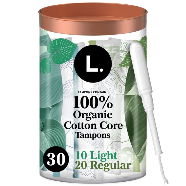 L. Organic Cotton Tampons Duopack - Light/Regular Absorbency, 30 Ct