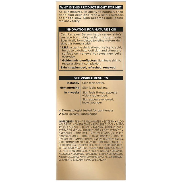 L'Oreal Paris Age Perfect Cell Renewal* Golden Face Serum, Anti-Aging, 1 Fl. Oz.