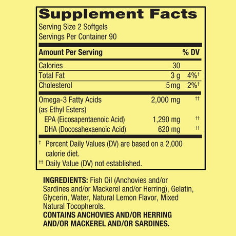 Spring Valley Omega-3 from Fish Oil Maximum Care Softgels, 2000Mg, 180 Count