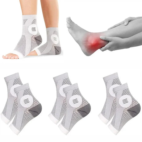 3 Pairs Neuropathy Socks Peripheral Neuritis Compression Toeless Foot Sleeves for Men & Women(White-Xl)