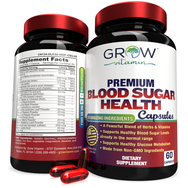 GROW VITAMIN SENSOLIN: Natural Blood Sugar Support Health Supplement, 60 Count