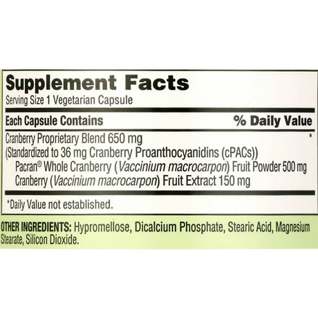 Trunature Cranberry 650 Mg., 140 Vegetarian Capsules