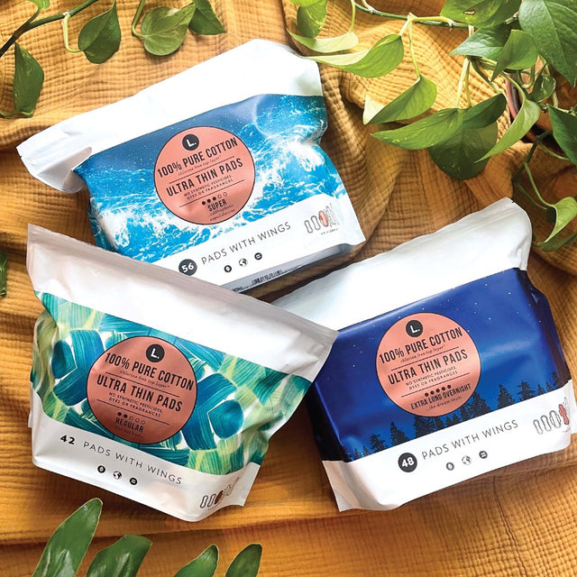 L. Ultra Thin Pads, Overnight Absorbency, 36 Ct, 100% Pure Cotton Top Layer