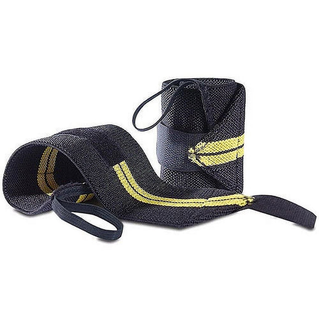 Gold'S Gym Black and Yellow Wrist Wraps, Pair