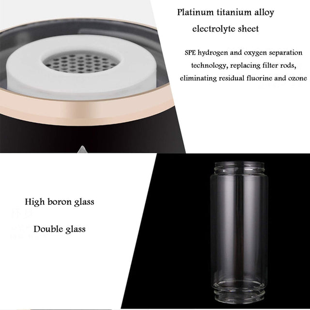 High Concentration Hydrogen-Rich Water Cup SPE Ion Membrane Alkaline Water Purifier Micro-Electrolyzed Water Glass 380Ml