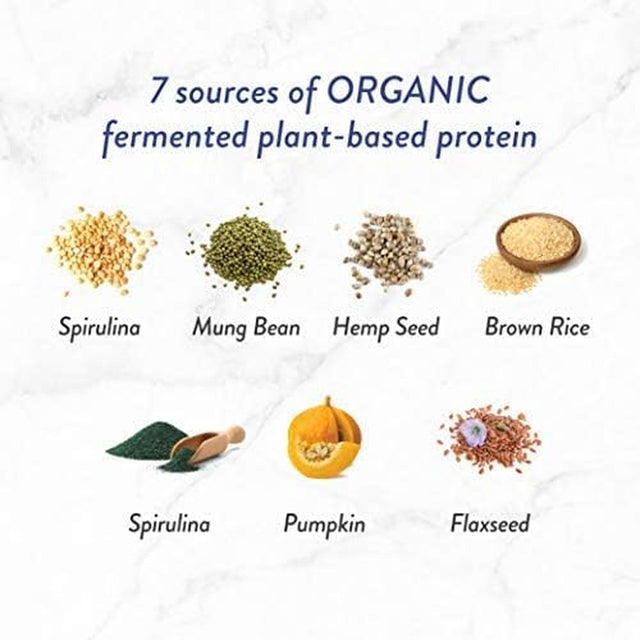 Genuine Health Fermented Organic Vegan Proteins+, Natural Chocolate Protein Powder, 20G Protein, 21.16 Oz Tub, 20 Servings