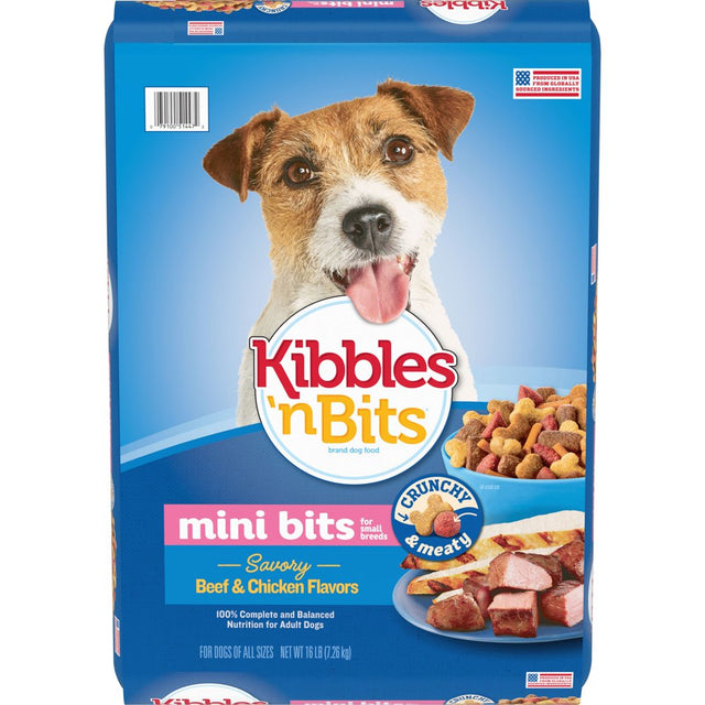 Kibbles 'N Bits Mini Bites Small Breed Savory Beef and Chicken Flavors Dog Food, 16-Pound