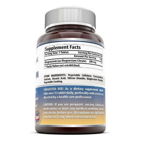 Amazing Formulas Magnesium Citrate Dietary Supplement - 200 Mg, 240 Tablets- Supports Cardiovascular Health, Immune System, Muscle & Nerve Functions*