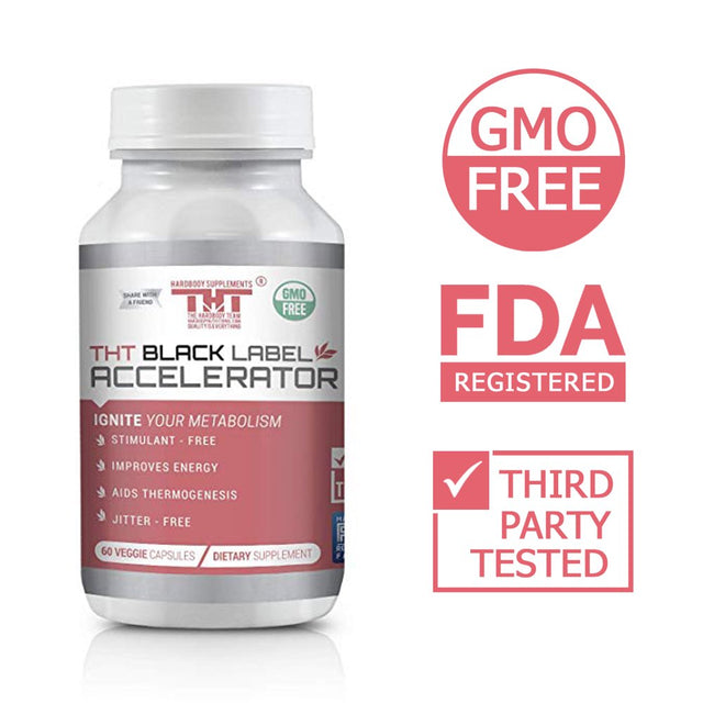Hardbody Supplements Black Label Accelerator Diet Pills | Dietary Supplement for Weight Loss - 60 Veggie Capsules