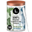 L. Organic Cotton Tampons Duopack - Regular/Super Absorbency, 30 Ct