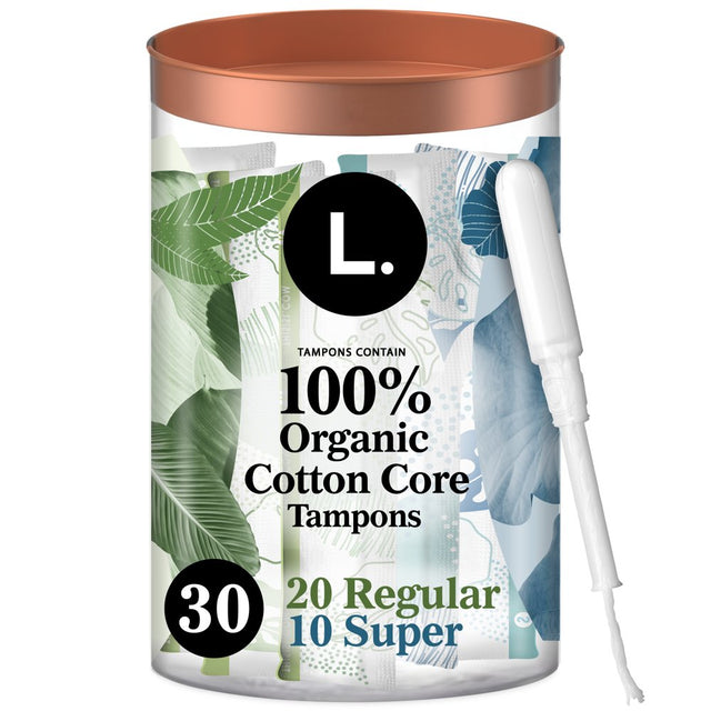 L. Organic Cotton Tampons Duopack - Regular/Super Absorbency, 30 Ct