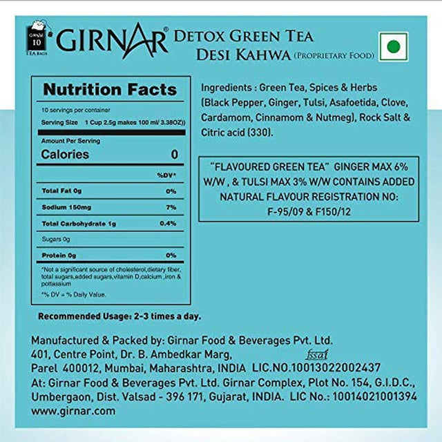 Girnar Detox Green Tea - Desi Kahwa (36 Tea Bags)
