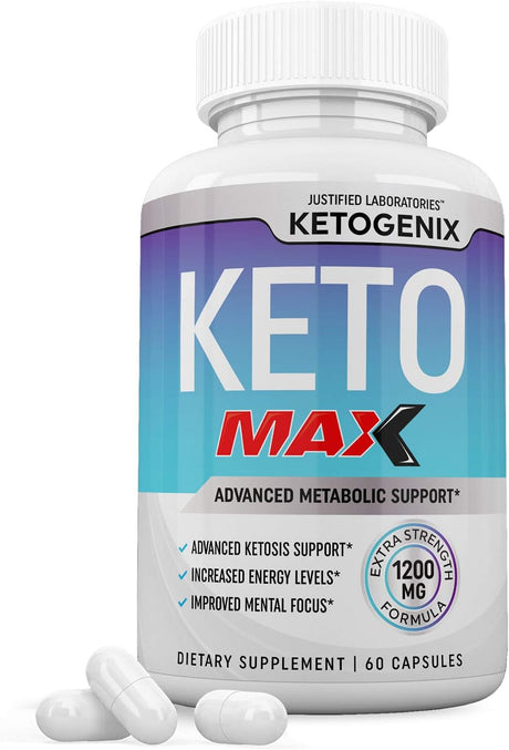 Ketogenix Max 1200Mg Keto Pills Ketogenic Supplement Includes Gobhb Exogenous Ketones Apple Cider Vinegar Macadamia Nut Oil and Green Tea Advanced Ketosis Support for Men Women 60 Capsules 1 Bottle