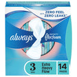 Always Infinity Feminine Pads with Wings, Size 3, Extra Heavy Absorbency, Unscented, 14 Count