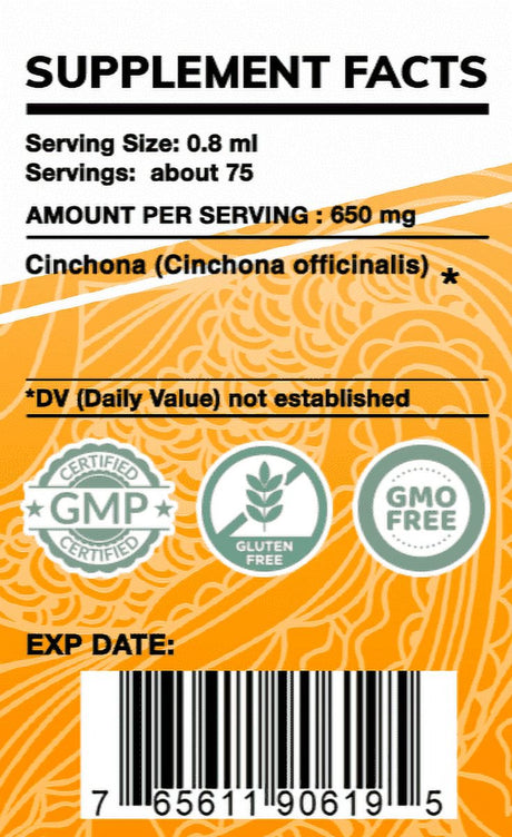 Garden Organics Quinine Tincture Alcohol-Free Extract, Wildcrafted Cinchona Cinchona Officinalis Promotes Muscle Relaxation 2 Oz