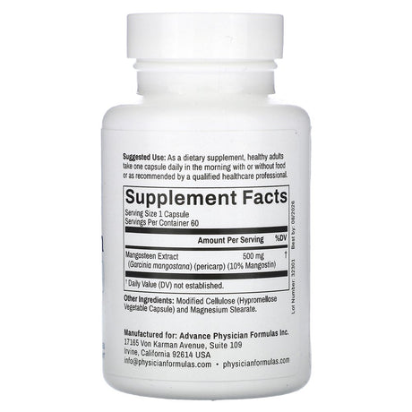 Advance Physician Formulas Mangosteen, 500 Mg, 60 Capsules