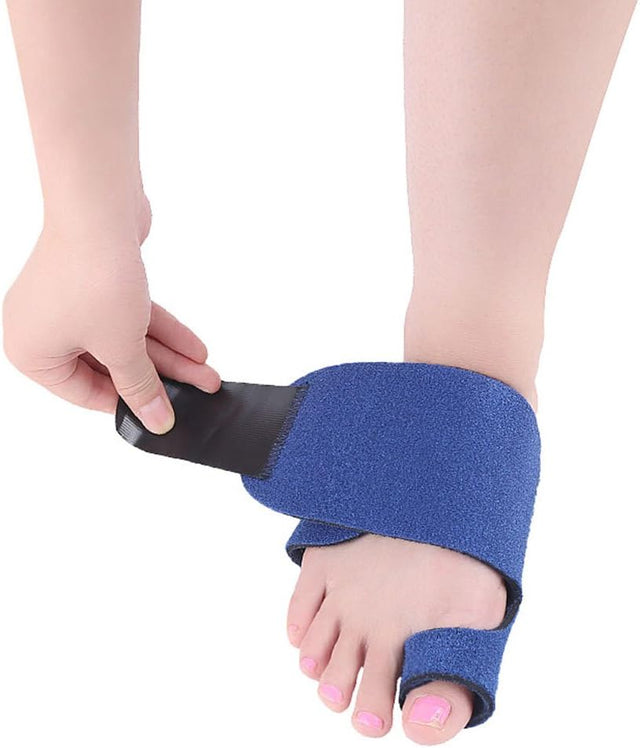 Healifty Toe Compression Brace 1 Pair Big Toe Splints Bunion Corrector Toe Separator Straightener for Women Men (Blue)