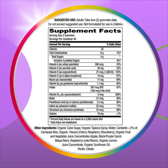 Centrum Women'S Organic Multigummies, Women'S Multivitamin Gummies, Organic Multivitamin for Immune Support, Metabolism, and Appearance - 90 Count