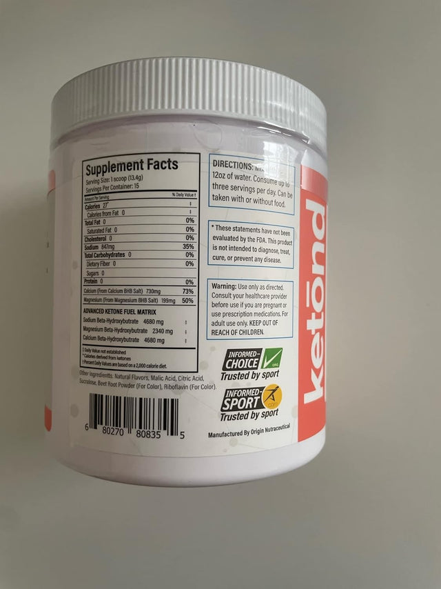 Ketond Exogenous Ketones Advanced Blend Drink Ketones for Rapid Weight Loss - Best Fuel for Energy, Mental Performance and Weight Loss - Summer Peach (15 Servings)