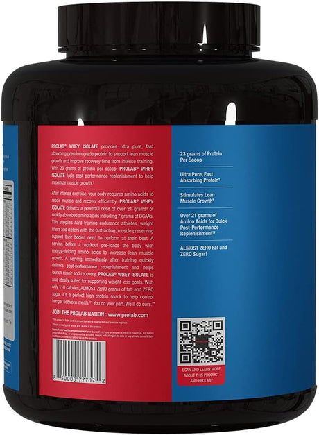 PROLAB Whey Isolate - Ultra Pure, Fast Absorbing Premium Grade Protein to Support Lean Muscle Growth - 23 Grams of Protein per Scoop - Fuels Post Performance Replenishment - NEW (Milk Chocolate, 5 LB)