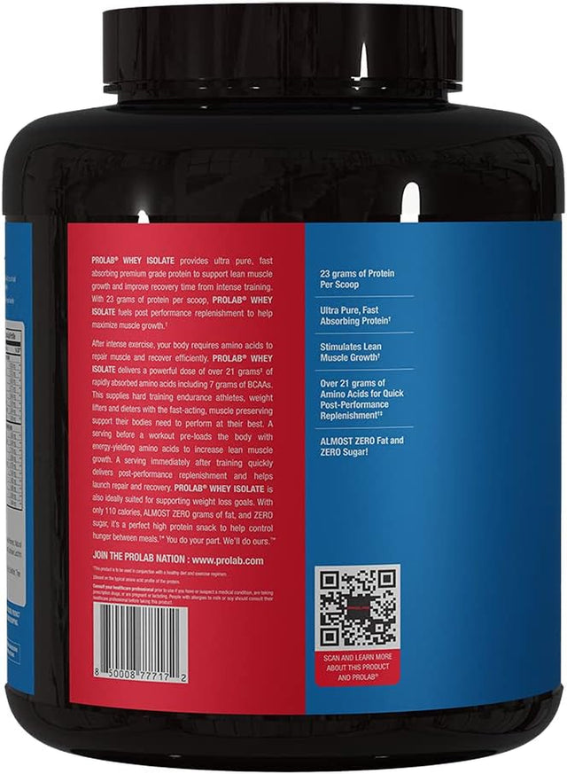 PROLAB Whey Isolate - Ultra Pure, Fast Absorbing Premium Grade Protein to Support Lean Muscle Growth - 23 Grams of Protein per Scoop - Fuels Post Performance Replenishment - NEW (Milk Chocolate, 5 LB)