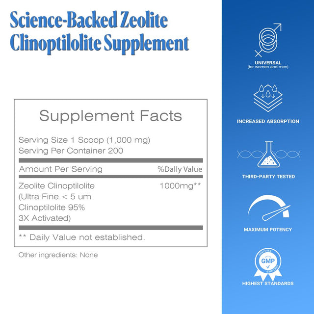 Full Body Detox Cleanse - Zeolite Powder Sorbolit Supplement by Todicamp Ultra Fine 1-2 �M 3X Activated - 200 Days Supply