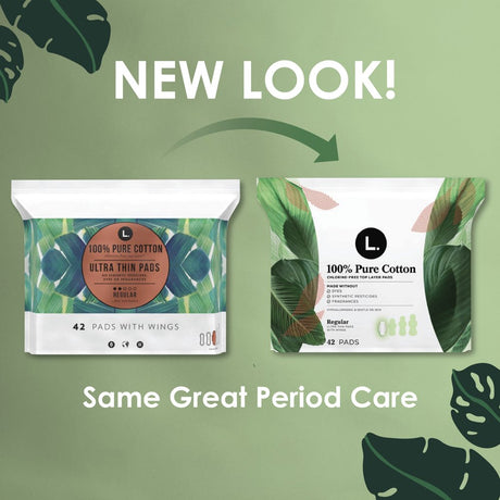 L. Ultra Thin Pads, Super Absorbency, 56 Ct, 100% Pure Cotton Top Layer