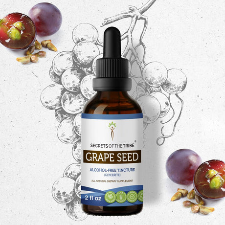 Grape Seed Tincture Alcohol-Free Extract, Organic Vitis Vinifera Cardiovascular System Health 2 Oz