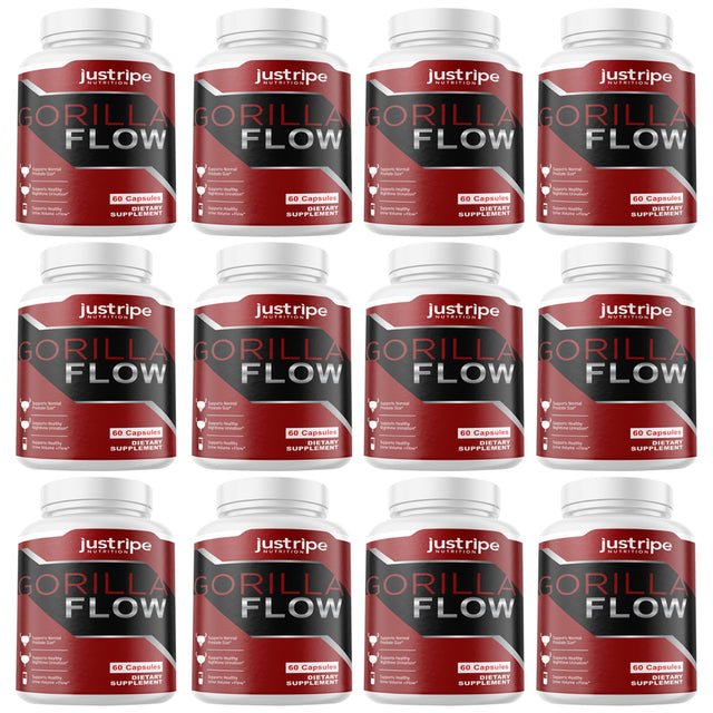 12 Pack Gorilla Flow Capsules Extra Strength Mens Supplement- 60 Capsules