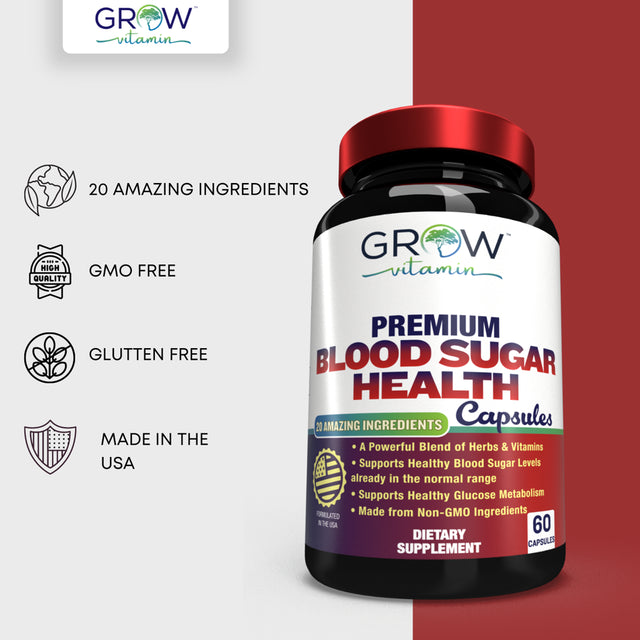 GROW VITAMIN SENSOLIN: Natural Blood Sugar Support Health Supplement, 60 Count