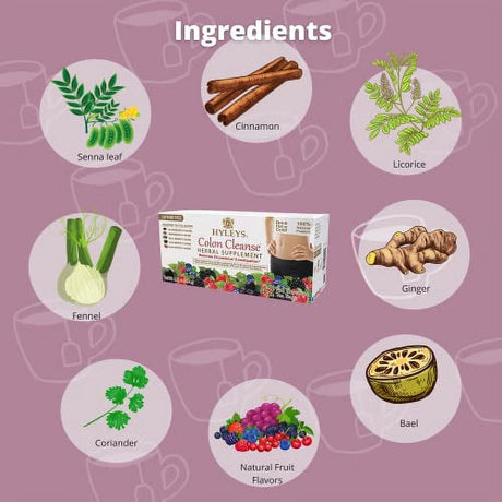 HYLEYS Tea Wellness Colon Cleanse 5 Flavor Assorted Tea, 42 Count, 1 Pack