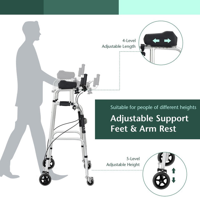 Gymax Folding Standard Walker Adjustable Rehabilitation Auxiliary Walking Frame