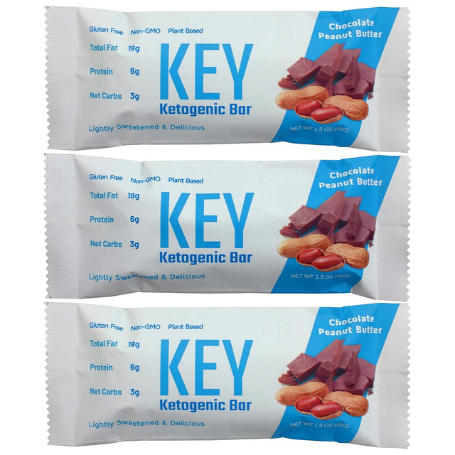 Key Keto Bars - Chocolate Peanut Butter Keto Bars - Keto Protein Bars Are Keto Snacks and Keto Food on the Go. High Fat, Low Carb.12 Pack Key Bars