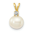 14K 7Mm FW Cultured Pearl VS Diamond Pendant
