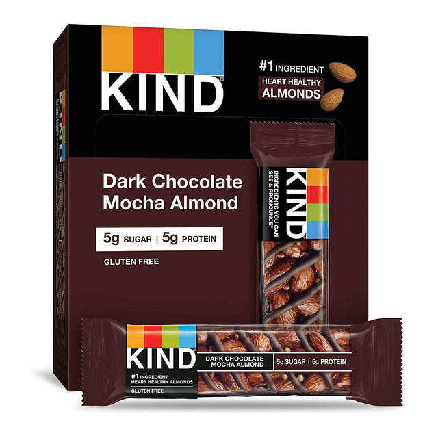 KIND Bars, Dark Chocolate Mint and Dark Chocolate Mocha Almond, Healthy Snacks, Gluten Free, Low Sugar, 12 Count
