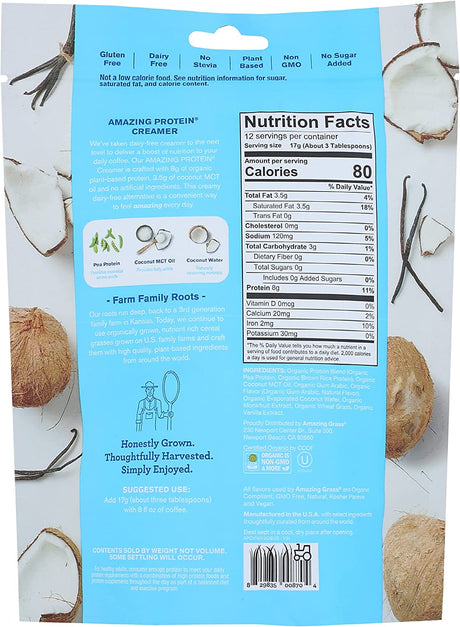 Amazing Grass Organic Vanilla Amazing Protein Creamer, 7.2 OZ