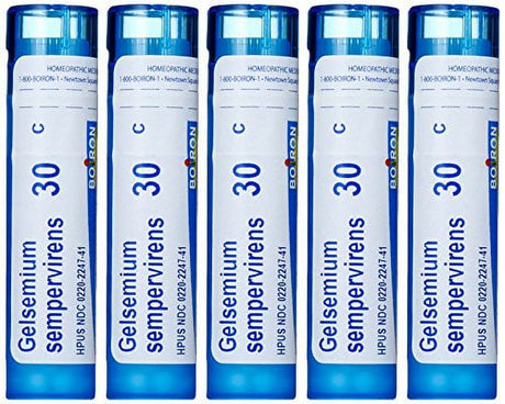 Boiron Gelsemium Sempervirens 30C (Pack of 5), Homeopathic Medicine for Stage Fright, Apprehension and Fever