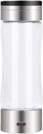 Portable 3 Minute Hydrogen-Rich Water Bottle Rechargeable High Concentration Hydrogen Generator Glass Bottle Anti-Aging Anti-Oxidation Alkaline Water Generator, 350Ml