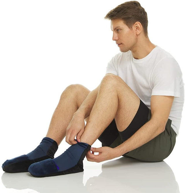 FOMI Hot Cold Therapy Gel Ice Socks 2 Socks Blue, Large Soft Cooling Comfort Wrap for Swollen Sore Feet, Toes, Heel, Arch Pain, Plantar Fasciitis, Neuropathy, Heel Spurs, Gout, Chemotherapy,...