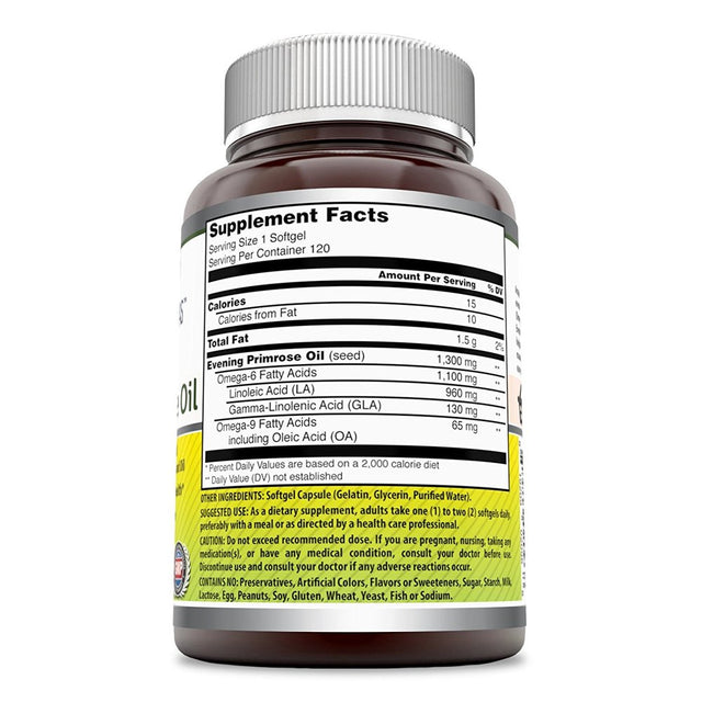Amazing Formulas Evening Primrose Oil with 10% GLA 1300 Mg 120 Softgels