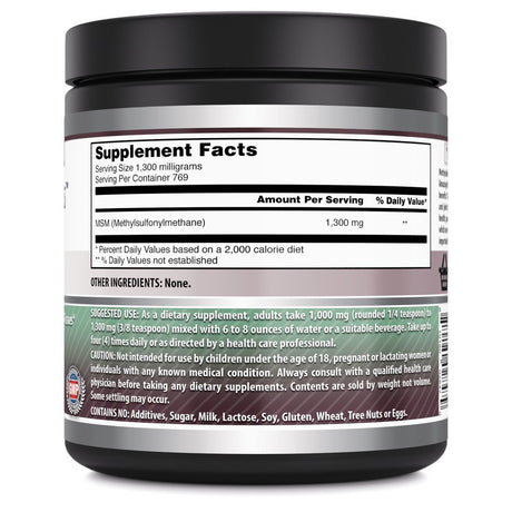 Amazing Formulas MSM Dietary Supplement Powder - 2.2 Lbs - Approx 769 Servings - Methylsulfonylmethane Powder Supports Bone Health Protects Tissues Supports Healthy Ageing
