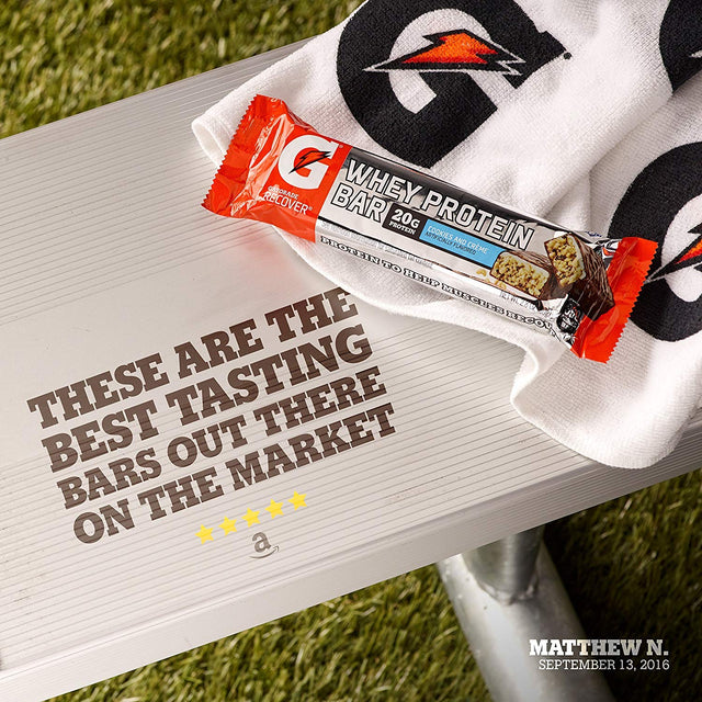 Gatorade Whey Protein Recover Bars, Cookies & Crème, 2.8 Ounce Bars (12 Count)