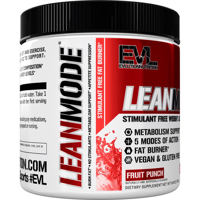 L-Carnitine, CLA, Garcinia Cambogia, Green Coffee Bean & Green Tea Fat Burner Supplement - EVL Lean Mode Weight Loss Support Diet Supplement 30 Servings (Fruit Punch)