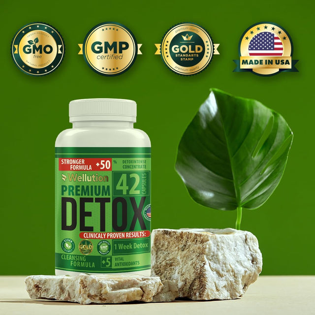 WELLUTION Total Body Cleanse - 5X Strength Detox Support for Liver, Kidneys, Urinary Tract, and Digestive Health - Fast-Acting Formula, 42 Vegan Capsules
