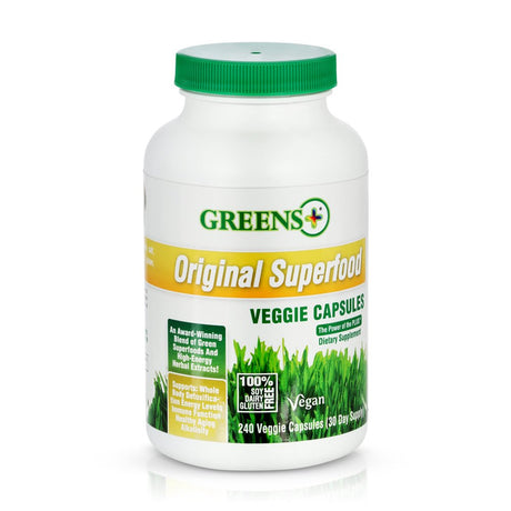 Greens plus Capsules Superfood Greens Supplements, Organic, Vegan, Veggie Capsules - 240 Count