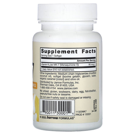 Jarrow Formulas MK-7, 90 Mcg, 60 Softgels