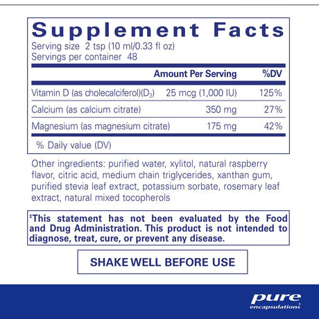 Pure Encapsulations Cal/Mag/D Liquid | Calcium, Magnesium and Vitamin D in a Convenient Liquid Form | 16.2 Fl. Oz.