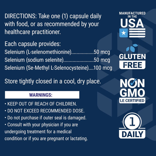 Life Extension Super Selenium Complex, 200 Mcg – 3 Forms of Selenium, Vitamin E – Cellular Health & Longevity Support – Gluten-Free, Non-Gmo, Vegetarian, 1 Daily – 100 Capsules